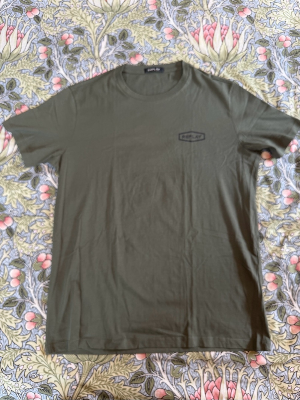 Replay Olive Green Short Sleeve Logo Crewneck T-Shirt